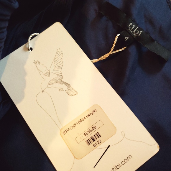Tibi NWT Silk Chiffon Navy One Shoulder Dress - Picture 6 of 8